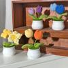 Artificial Flowers Potted Crochet Flower Ornament Desk Accessories Room Decoration Home Decor Holiday Gifts