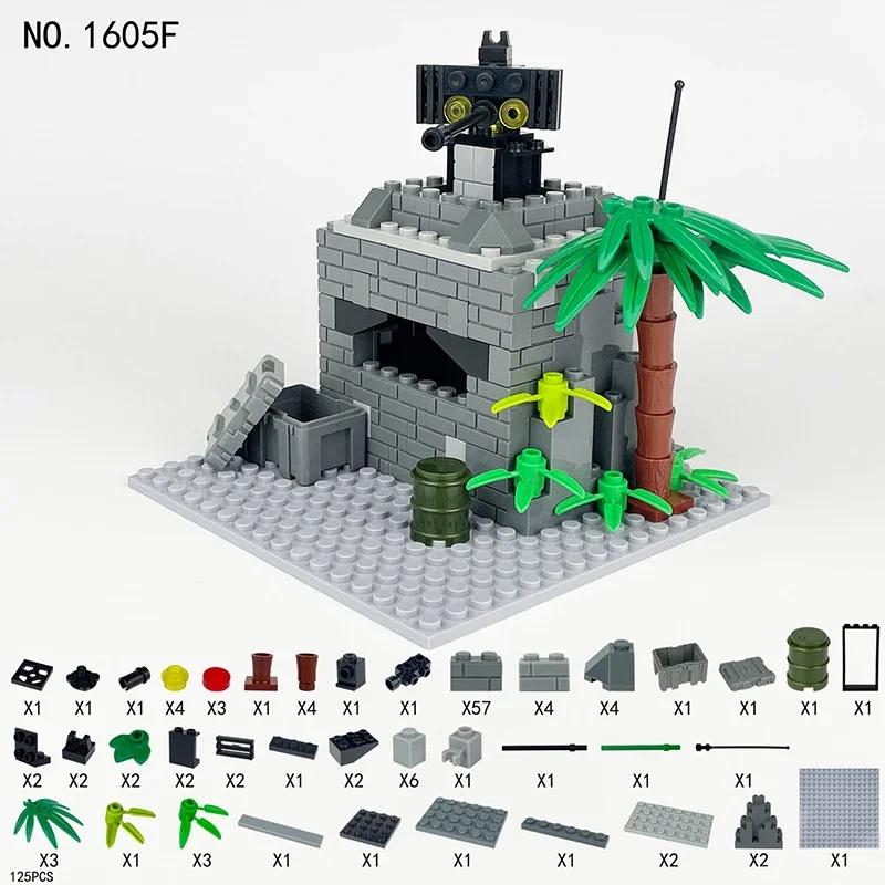 Construction DIY Scene Accessories Military Moc Series Small Military Fortresses Building Blocks Bricks Toys Gifts