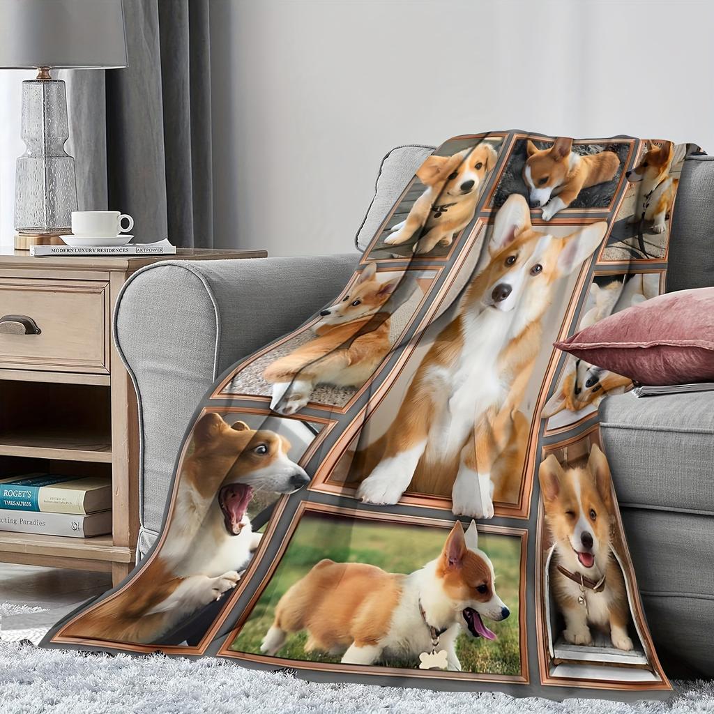 Adorable Corgi Collage Print Blanket - Cozy and Cute Home Essentials, Perfect for Any Room, Adds a Sweet and Playful Touch