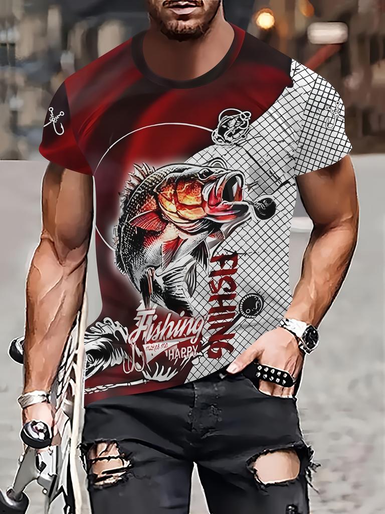 Men's Fishing Shirt Summer T Shirt Short Sleeve Tee Top Men T-Shirt Harajuku Casual T Shirt Men Round Neck Tops Fishing T-Shirts