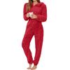 Women's Fashion Solid-Color Homewear Plush Onesie Long-Sleeve Hooded Loungewear Pajamas