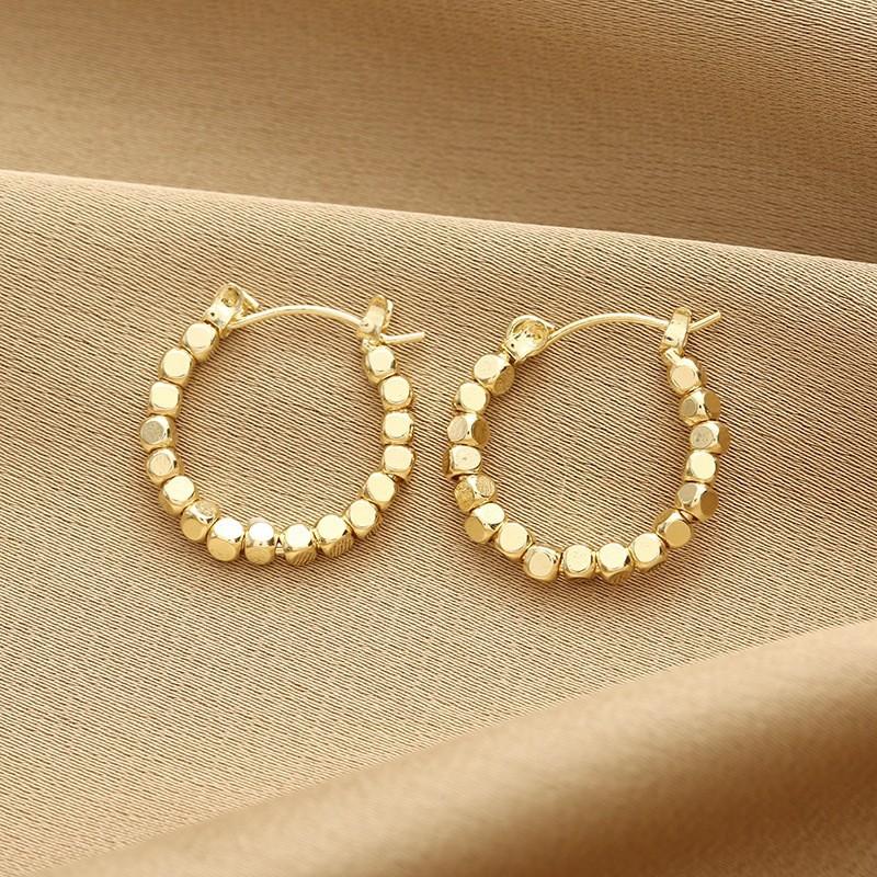 S925 Silver Needle Korean Style Metal Circle Earrings Minimalist Light Luxury Women Ear Jewelry