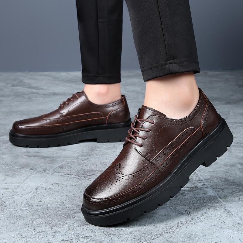 2024 Brand Spring Autumn Men Dress Shoes Lace Up Casual Black Leather Shoes Men Loafers Luxury Wedding Party Male Shoes Men