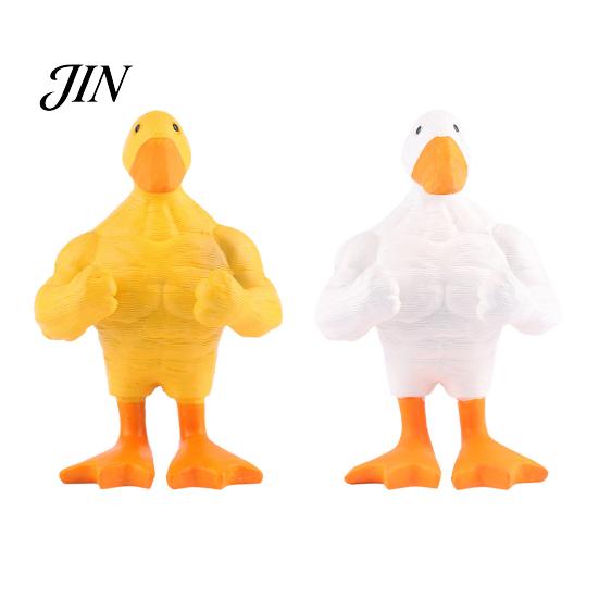 Resin Duck Ornament Muscular Figurine, Strong Fitness Statue, Statue White Yellow Shape for Table Decor Figure