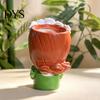 Decorazione per la Casa Fantasiosa Vaso in Resina per Ragazza Carina, Vaso a Forma di Testa con Ghirlanda di Rose, Fioriera da Scrivania Contenitore Decorativo per Piante Grasse Cactus