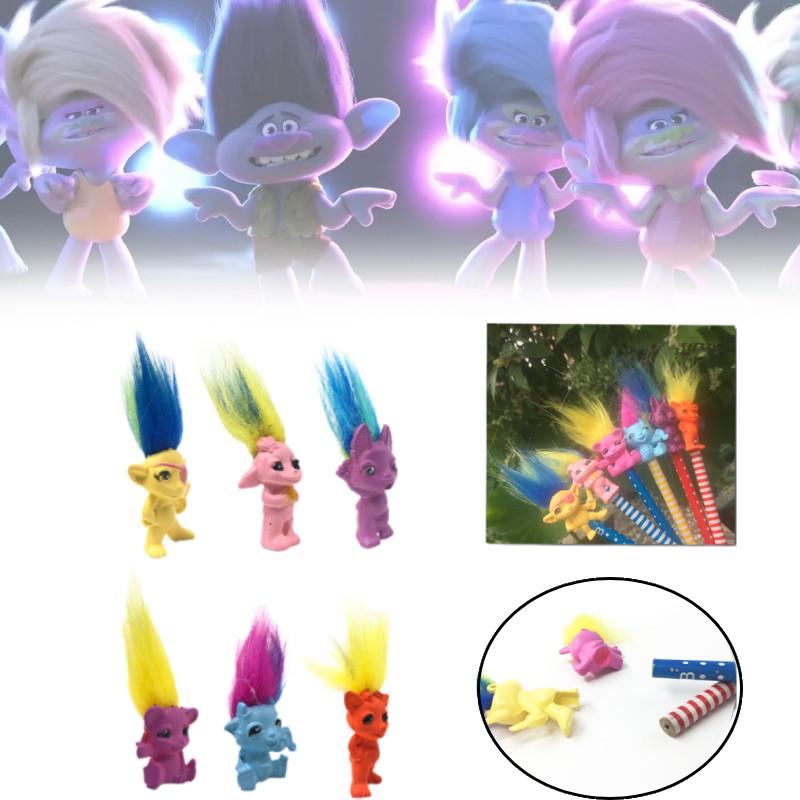 Boneca Troll de Plástico Adorável de Desenho Animado Com Cabelos Coloridos Brinquedo Colecionável Vintage