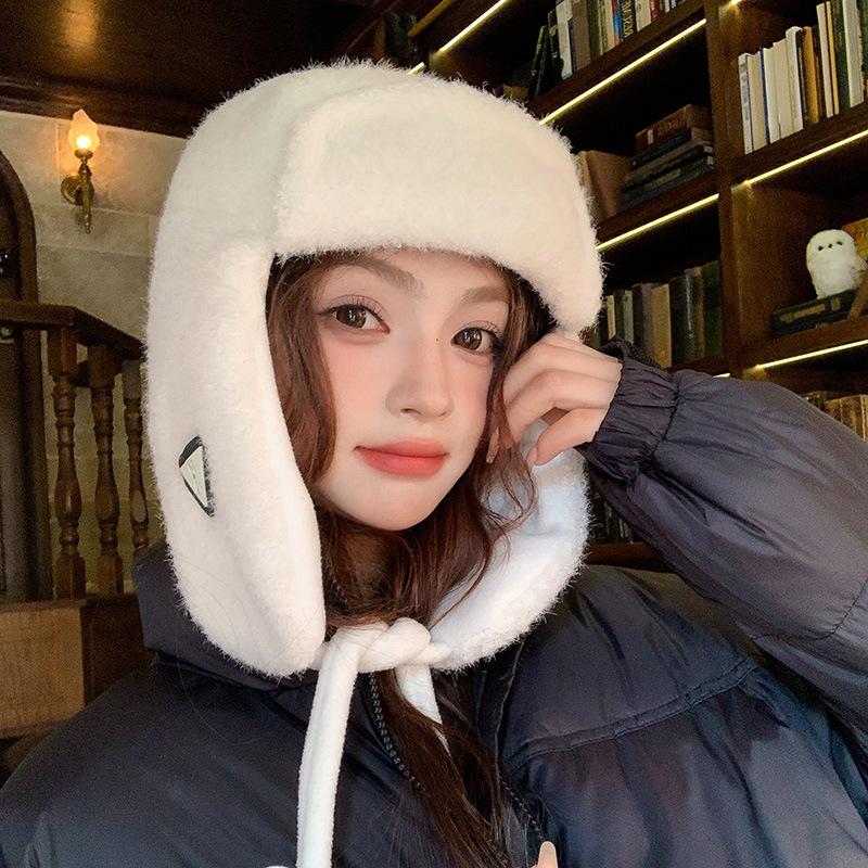 Winter fashion cute hat outdoor pullover cycling hat women's velvet thickened thermal ear protector