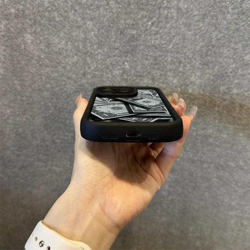 Grafický kryt na telefon s ilustrací dolarové bankovky pro IPhone 16 15 14 13 12 11 Pro Max Mini XR XS 7 8 Plus Měkký nárazuvzdorný zadní kryt