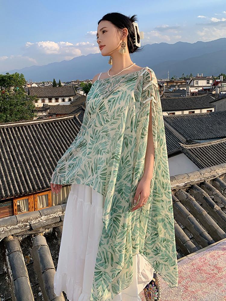 New Chinese Style Elegant Beach Women Silk Scarf Vacation Wrap Shawl Print Lady Sunscreen Bandana Long Hijab Scarve Pareo Mujer