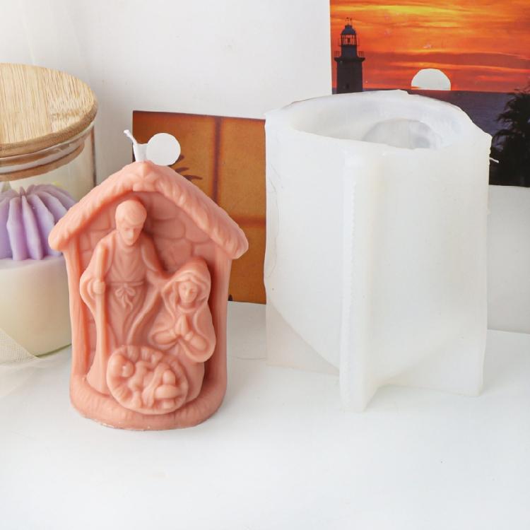 Jesuses Family Candle Molds Casting Molds Silicone Mould for Table Decorations