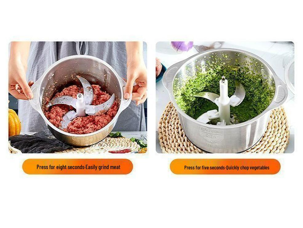 Stainless Steel Electric Meat Grinder & Dough Kneader - Multi-functional Kitchen Appliance for Garlic Paste & Chili