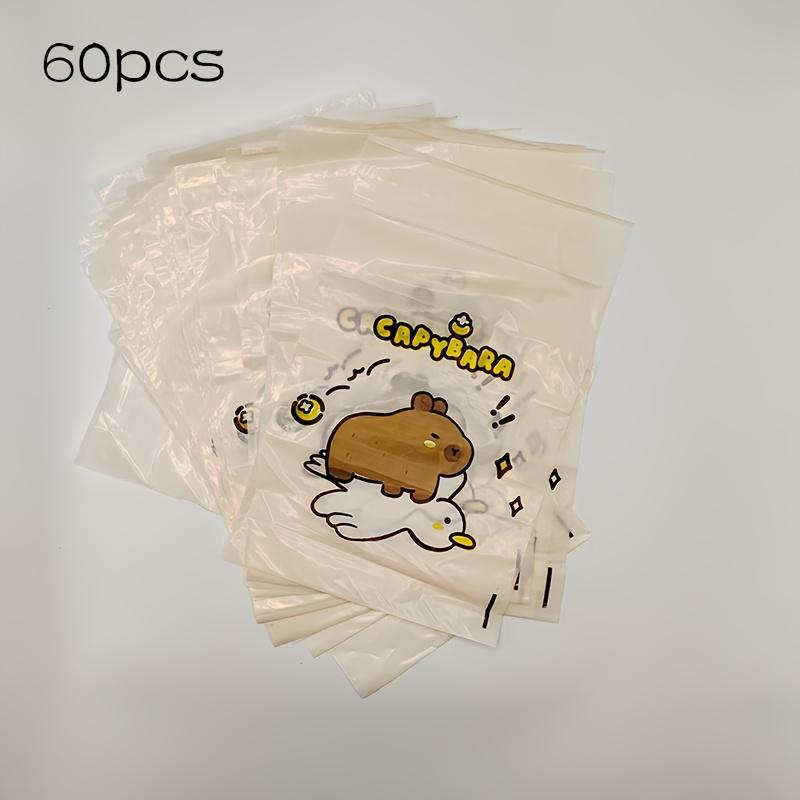 

60 шт. Толстые Портативные Мусорные Пакеты с Рисунком Мультяшного Медведя - Самоклеящиеся Одноразовые Пакеты для Мусора в Автомобиль - Утилизация Бытовых Отходов, Мусорные Пакеты 60pcs