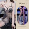 Transparent Erotic Lingerie Set with Underwire and Open Crotch - Removable Sleep Dress for Small Chest