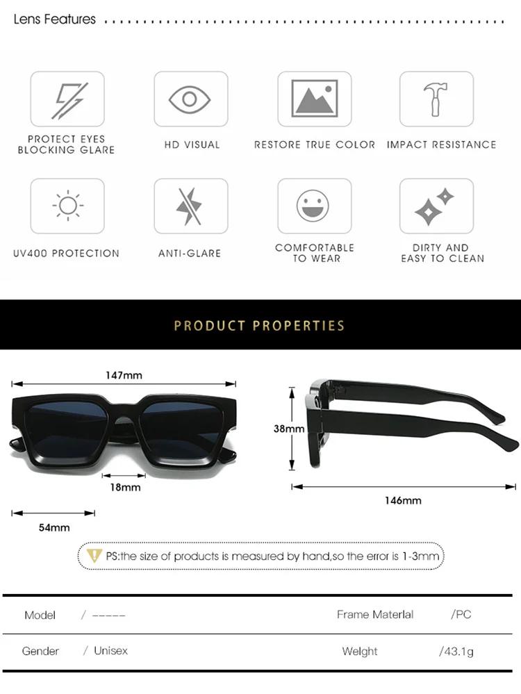 Square Vintage Sunglasses For Men Women Fashion Big Black Frame Shades Retro Designer Sun glasses Driving Eyewear Male UV400