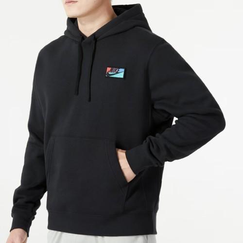 Nike solid color pullover hoodie long sleeve sweatshirt for men in black