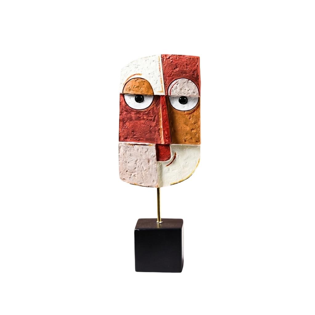 Abstract Modern Art Sculpture Decorative Tabletop Ornament Geometric Face Shape Resin Figurine for Home Office Desk Display