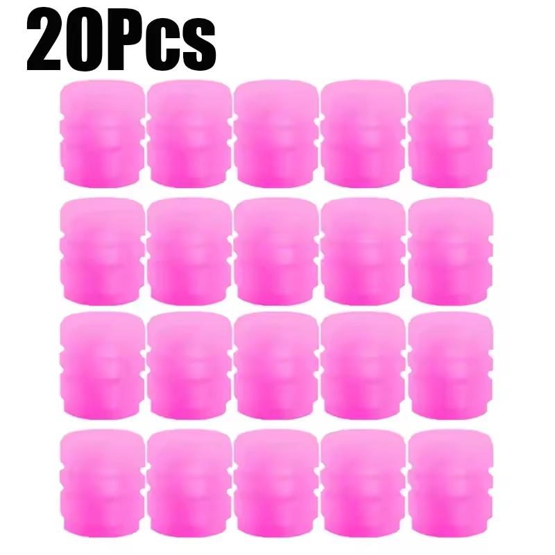 20Pcs Mini Luminous Tire Valve Caps Car Motorcycle Colorful Glowing Valve Cover Tire Wheel Hub Styling Decor Auto Accessories