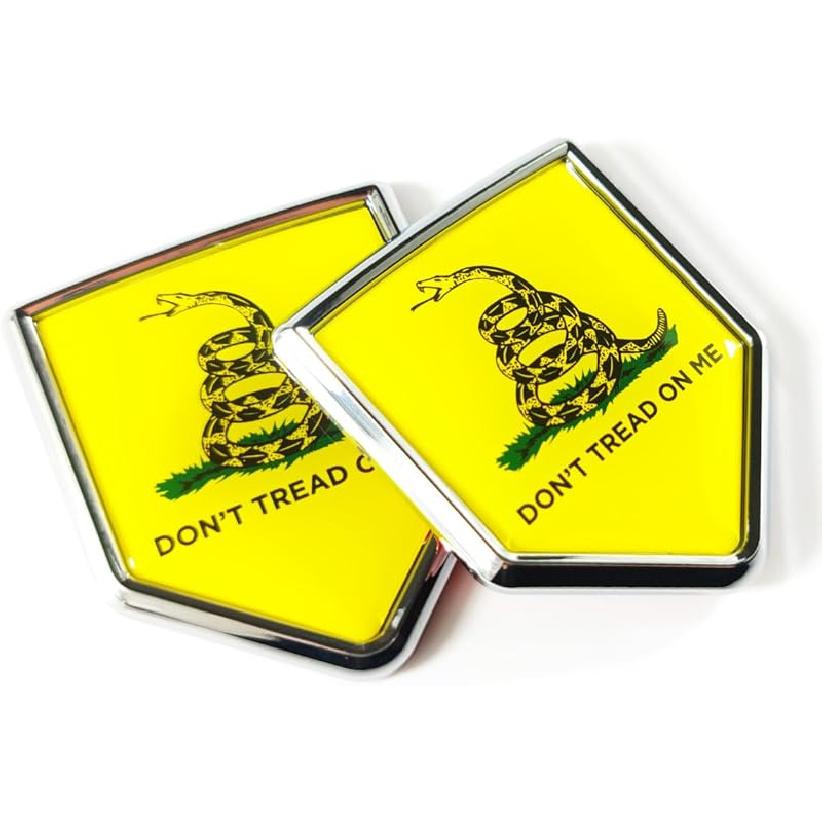 Newperlite Black Gadsden Flag Decal Sticker Car Emblem Dont Tread on Me Flag Car Decoration Accessories Shield for Truck Vehicles Cars, 2 Pack Gadsden