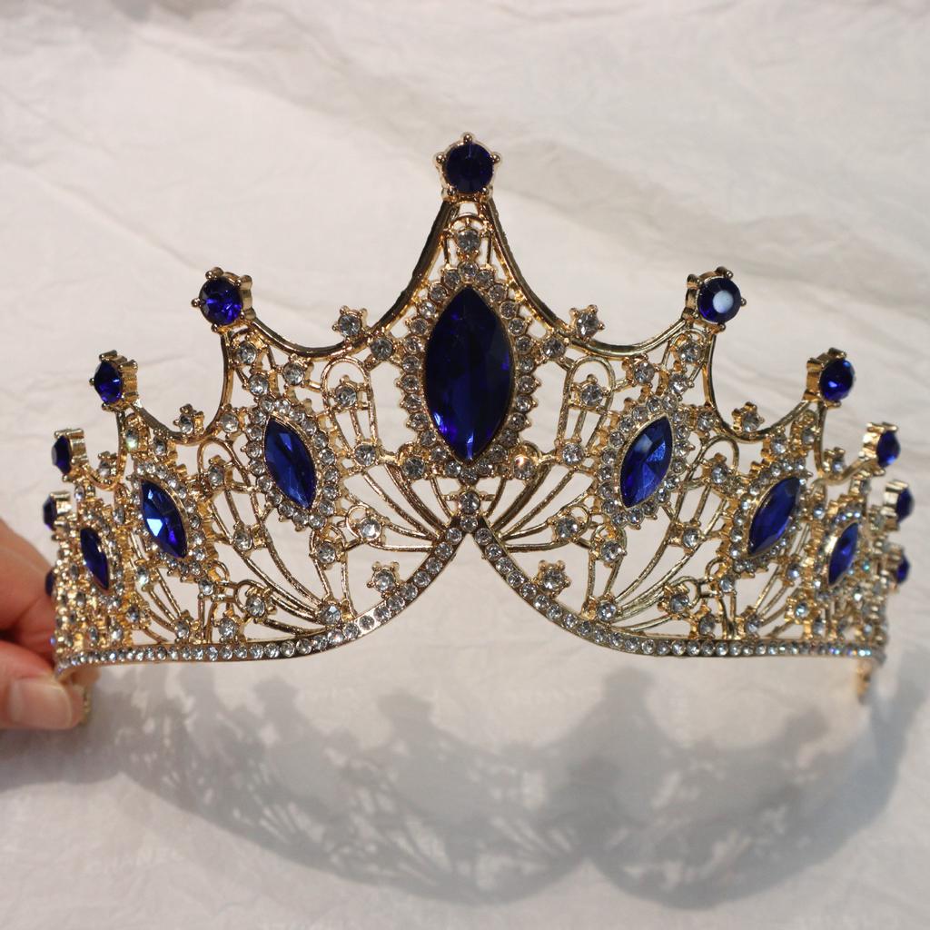 European and American Retro Baroque Crown Large Horse Eye Water Diamond Crown Headband  Wedding Updo  Alloy Accessories