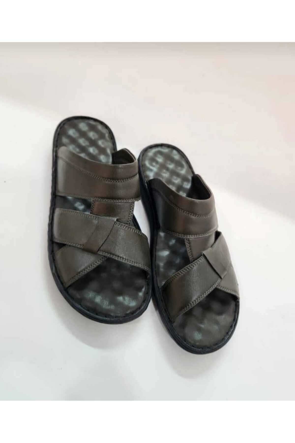 

702 Зеленые натуральная кожа Внутренняя внешняя мягкая подошва Стильные мужские тапочки для повседневной носки