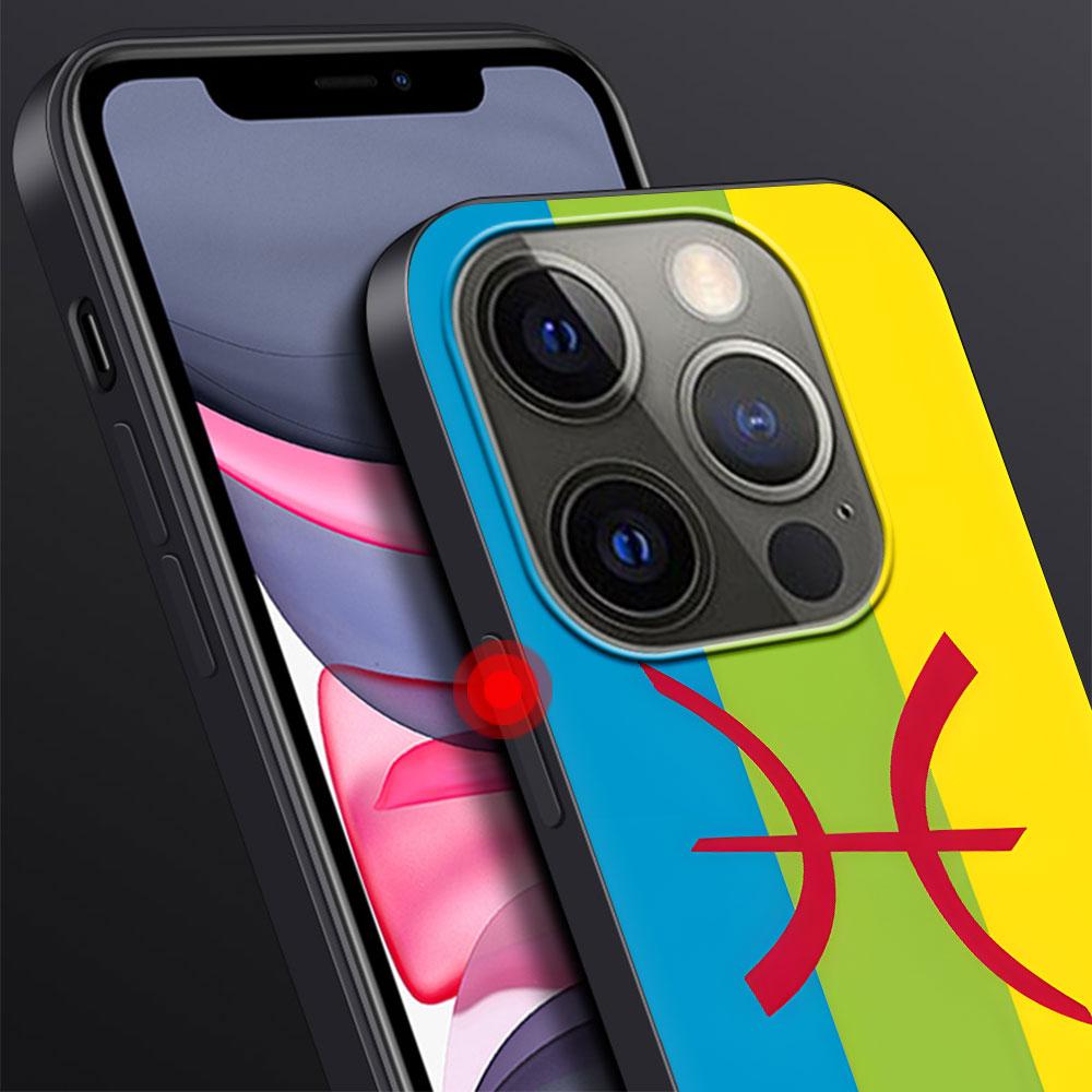 Amazigh Berber Flag Case for Apple iPhone 14 11 7 SE 2020 8 X XS 13 12 Mini XR 15 Pro Max Silicone Black Soft Phone Cover