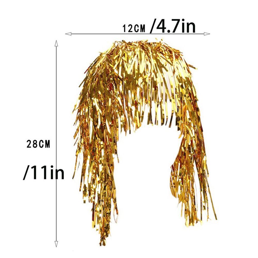 New Metal Party Wigs Hair Shiny Costume Aluminum Foil Cosplay Dance Hairpiece Plastic Decor Wigs Hair