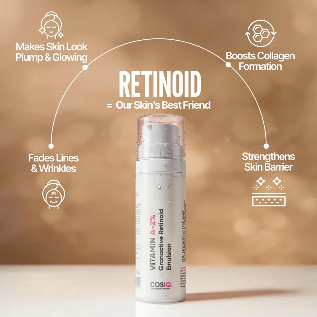 Cos-IQ Vitamin A-2% Granactive Retinoid Emulsion 30ml | Vit-A Anti Ageing for Wrinkles, Fine Lines & Acne | For Women & Men