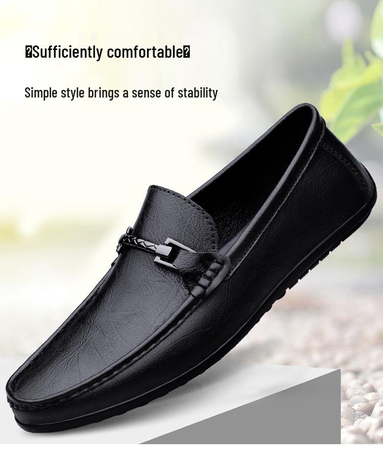Men's Genuine Leather Slip-On Driving Shoes - Soft Sole, High-End Feel, Large Size