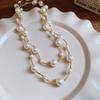 Diamond Water Drop Pearl Beaded Necklace Autumn and Winter French Light Luxury Sweater Chain Fashionable Versatile High-end Jewelry