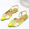 Fashion new designer flower appliques women sandals pointed toe silk slingback summer shoes bohemian floral sandalias mujer big size 43
