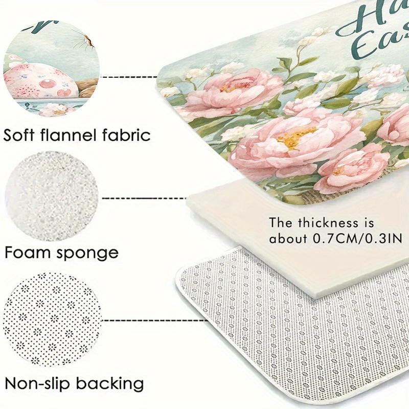 1Pcs Anti Fatigue Kitchen Rugs, Easter Print Waterproof Non-Slip Thick Cushioned Kitchen Mat Heavy Duty Comfort Standing Mat for Kitchen