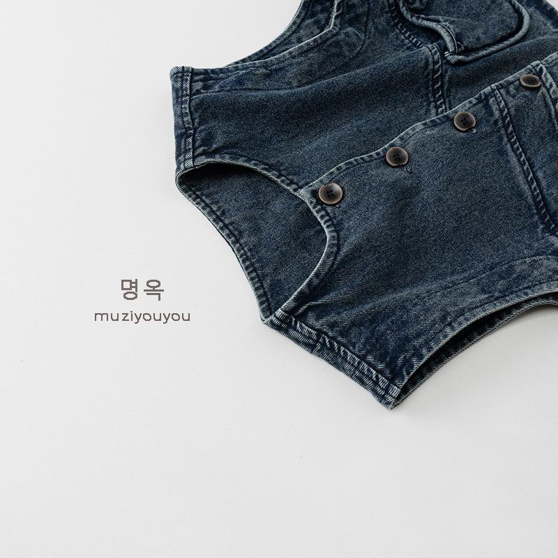 Kids Denim Sleeveless Vest Unisex Boys Girls Casual Kids Outerwear Clothing