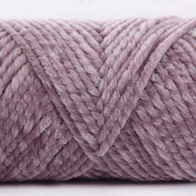3 Strands Glossy Velvet Hand-Woven Thread Woven Scarf Doll Blanket Chenille Thread Segment Dye 100G Ball