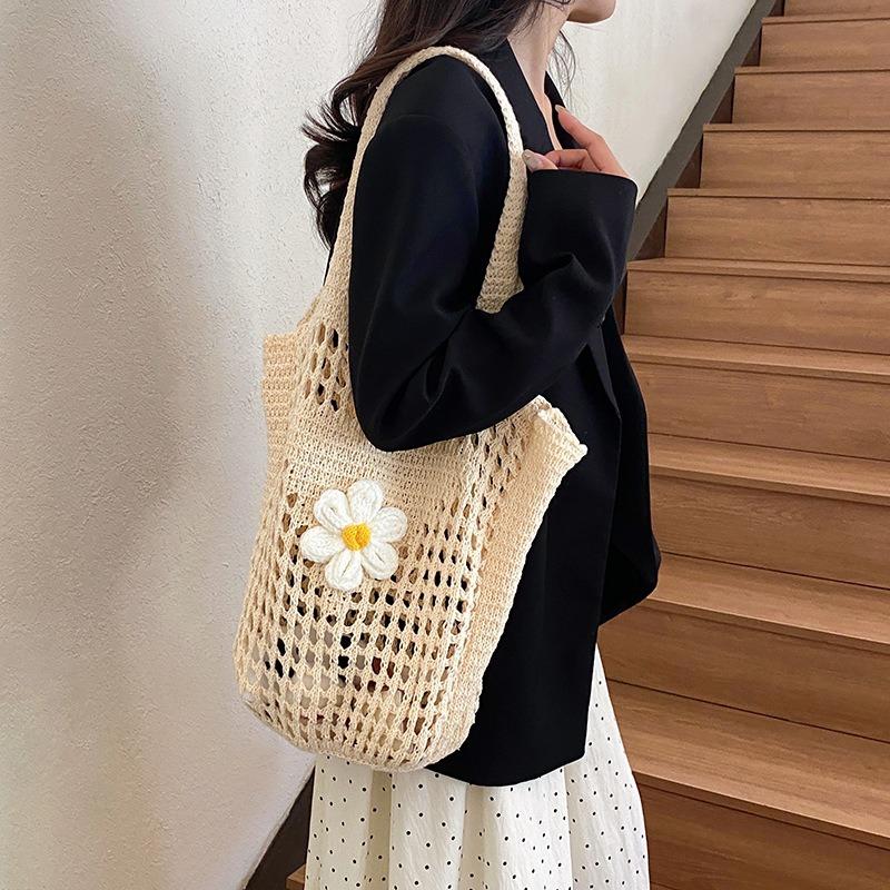 Summer woven bag women's new shoulder bag large capacity tote bag beach vacation straw bag