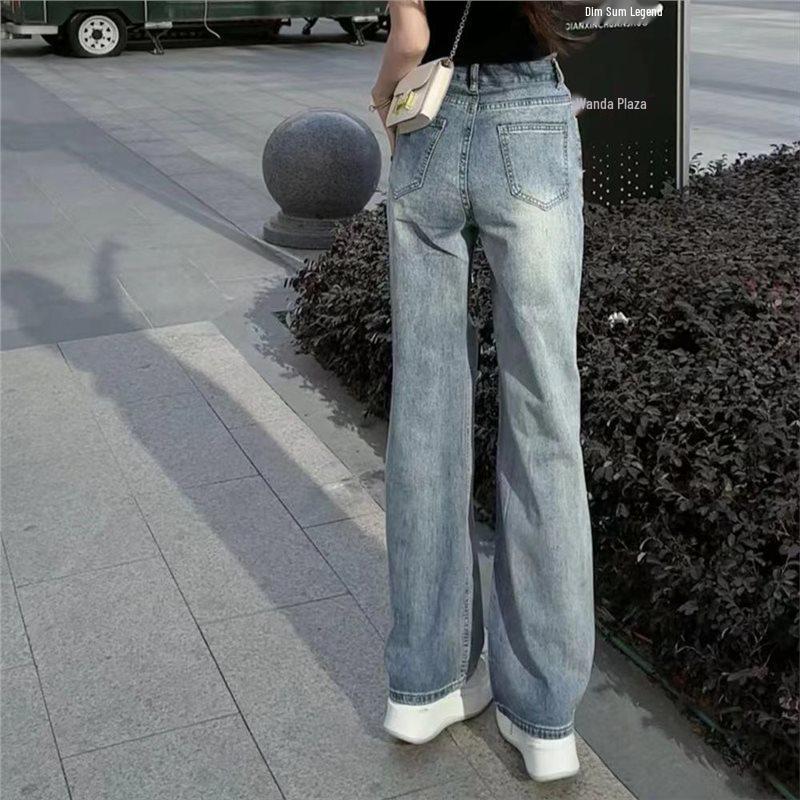 Women's 2025 Summer High-Waisted Ripped Wide-Leg Jeans - Loose, Casual, and Slimming.