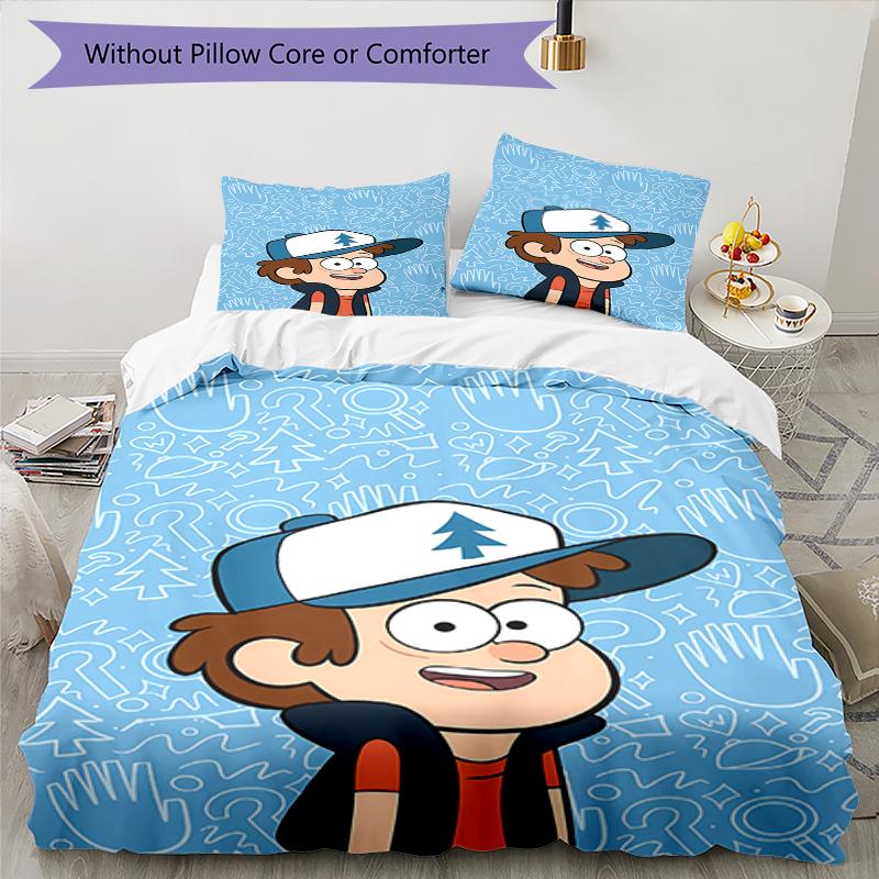 3pcs Gravity Falls Bedding Set Duvet Cover Closure Includes 1 Duvet Cover & 2 Pillowcases, Soft and Comfortable for All Seasons.