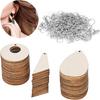 60 PCS Unfinished Wooden Earrings Kit Pendants Blank Wood Teardrop and Tapered Cutout Pendants Jump Rings for DIY Craft Jewelry Making
