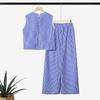 ZANZEA Women Sleeveless Vest Tops and Pants Casual Stripe Print Two Piece Suit Sets