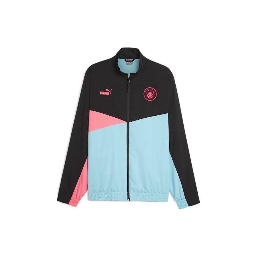 PUMA Polo Collar Logo Print Color Block Comfortable Jacket Men jackets Speed-Green 777099-01
