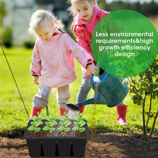 Tavă de pornire pentru semințe cu 12 grile cu găuri de drenaj Ghivece de pepinieră biodegradabile din silicon pentru semințe de flori de legume ierburi