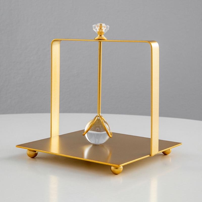 Desktop Tissue Holder Wrought Iron Crystal Ball Tissue Box Ornaments Restaurant Square Base Tissue Organizer for Room