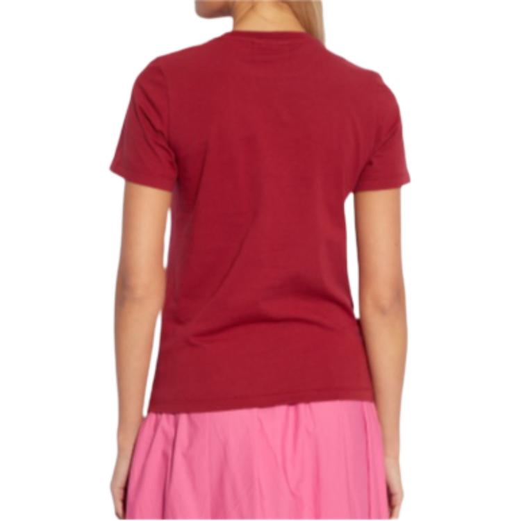Maison Kitsune Fox Embroidery Pullover Round Neck Short Sleeve T-Shirt Women Tops Red LW00105KJ0008-P675