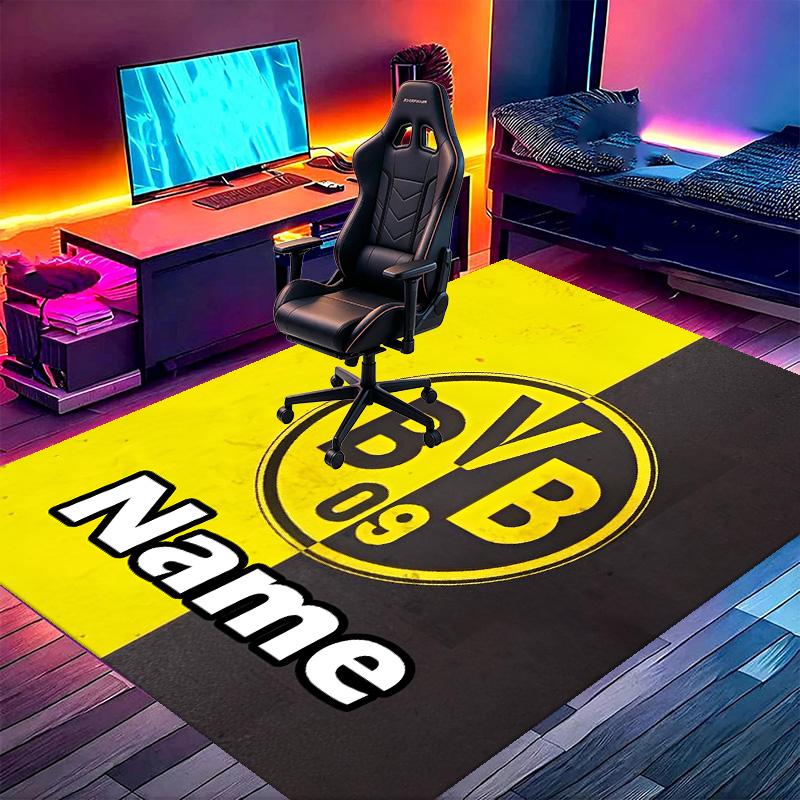 Alfombra Personalizada con Nombre y Estampado del Borussia Dortmund, Alfombra Versátil para Decoración del Hogar, para Sala de Juegos, Apartamento, Balcón, Entrada, Pasillo Regalo