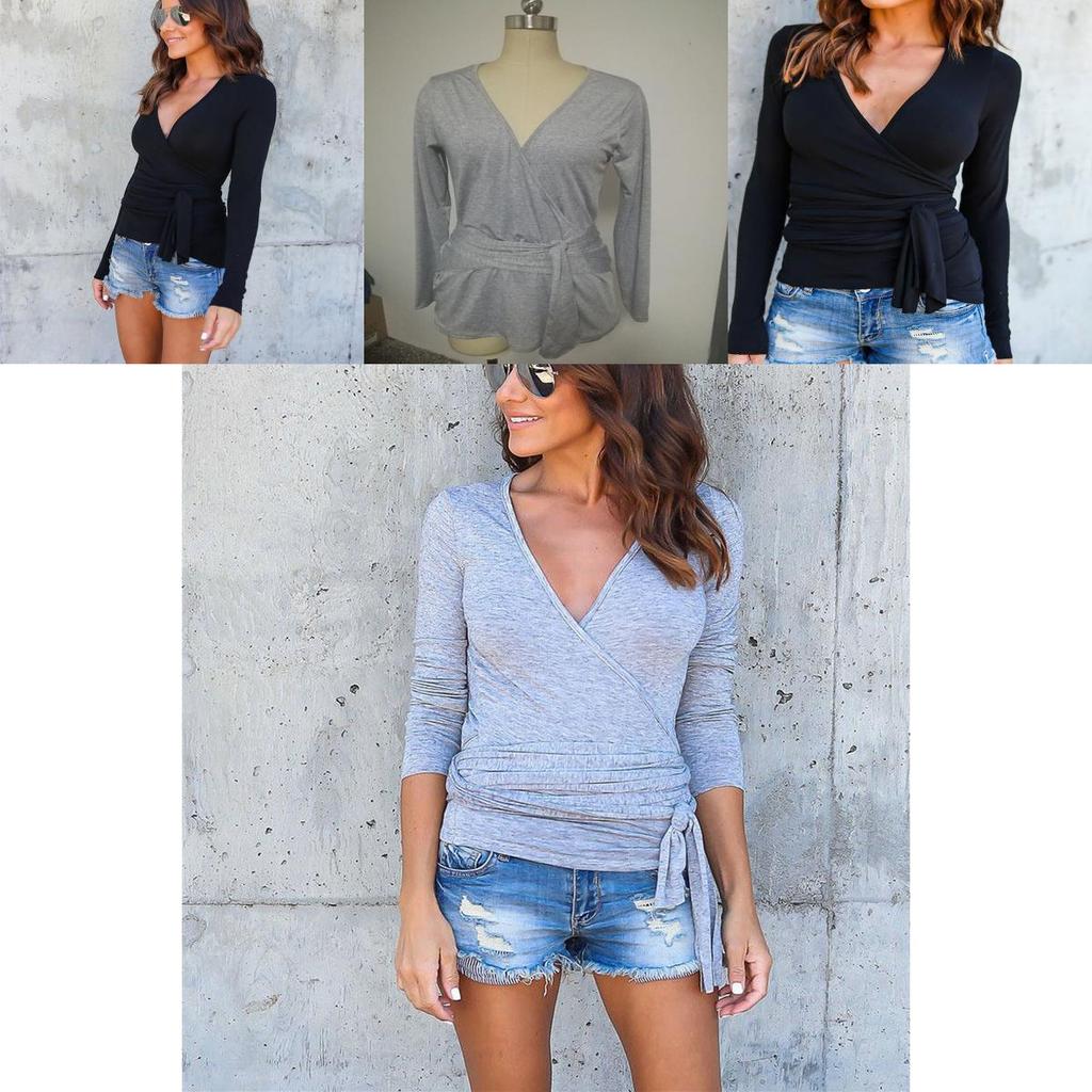 Stylish Deep V-neck Women's Knitted Sweater Blouse Perfect For Daily Wear
