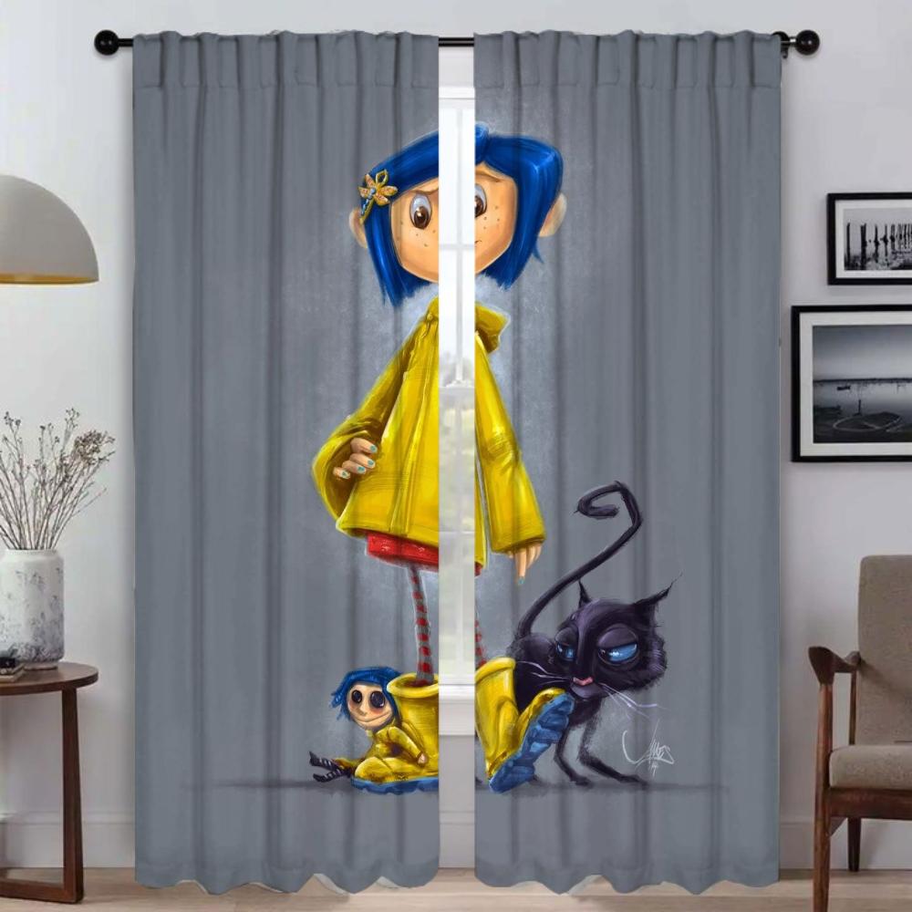 Partition Coralines Blackout Curtain for Room 2 Panel Anti-mosquito Curtains for Camera Shades Halloween Decoration Living Child