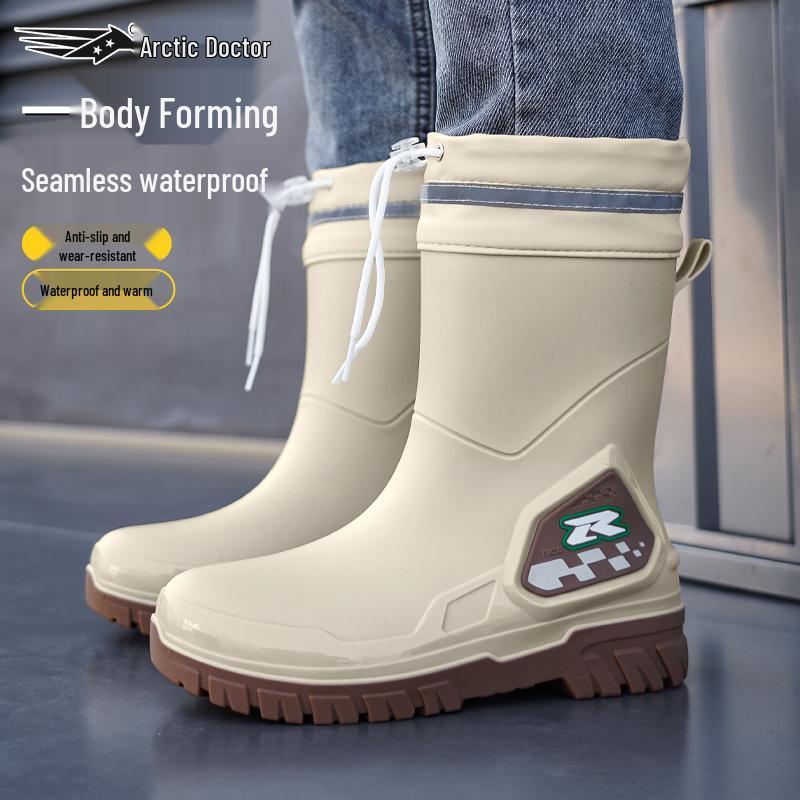 Men's Warm Non-Slip Durable Rain Boots for Food Delivery, Fishing, and Gardening