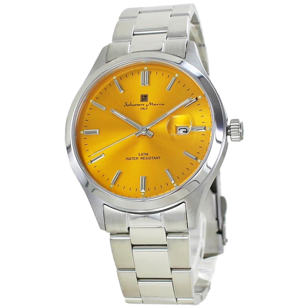 

Watch Date Calendar 5 ATM Water Resistant Stainless Steel Bracelet [Salvatore Mara] Men s [] (no.6 Yellow)