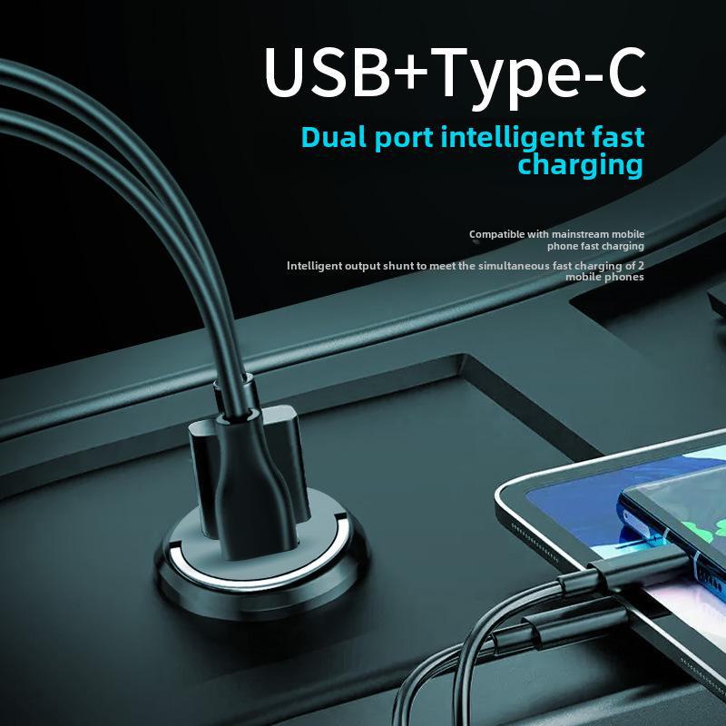 Unsichtbares 66-W-Autoladegerät mit PD30-W-Metall-Zugring für superschnelles Laden und 100-W-Blitzladen
