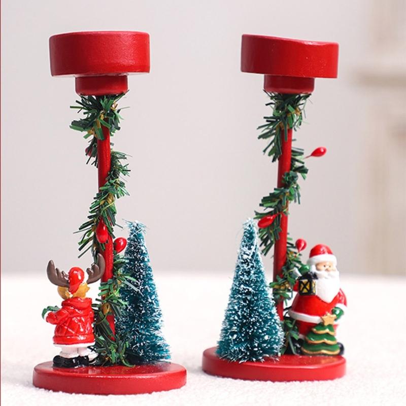 Elegant Christmas Themed Candle Holder Resins Constructions Candle Stand for Home and Office Decoration