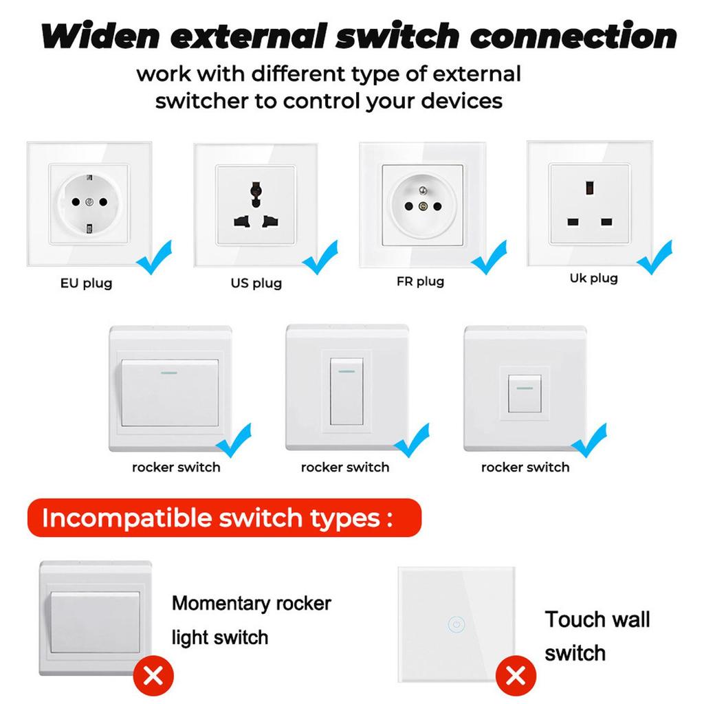 Smart Mini WiFi On/Off Switch with Timer & Countdown (AC 100-240V)